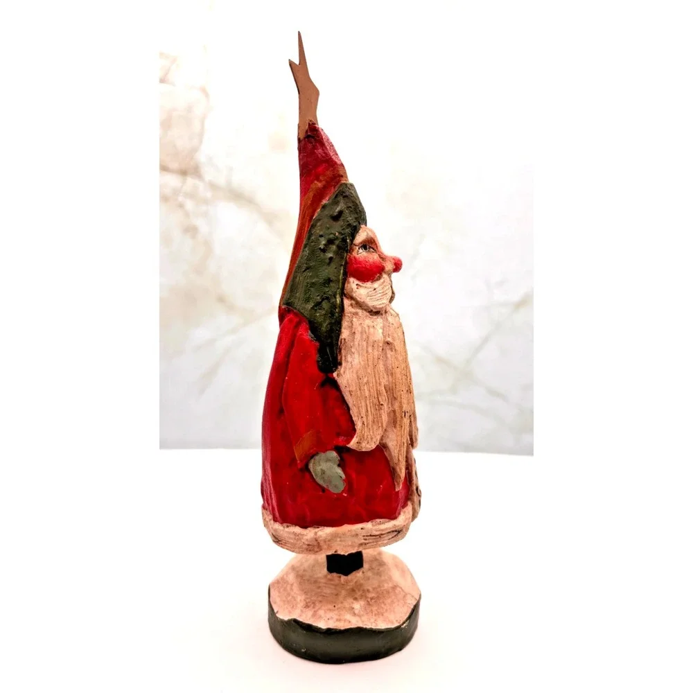 Primitive Folk Art Santa Figurine House of‎ Hatten Paper Mache Vintage 1989 EUC